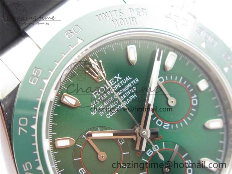 Daytona 116515 SS UBF Best Edition Green Stick Markers Dial on Rubber Strap A7750