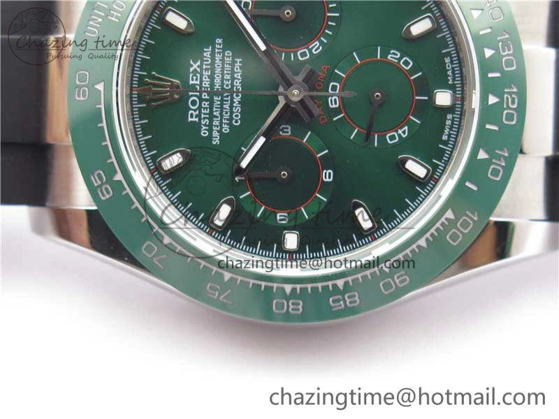Daytona 116515 SS UBF Best Edition Green Stick Markers Dial on Rubber Strap A7750