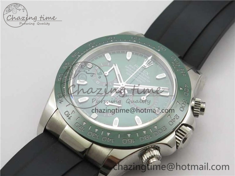 Daytona 116515 SS UBF Best Edition Green Stick Markers Dial on Rubber Strap A7750