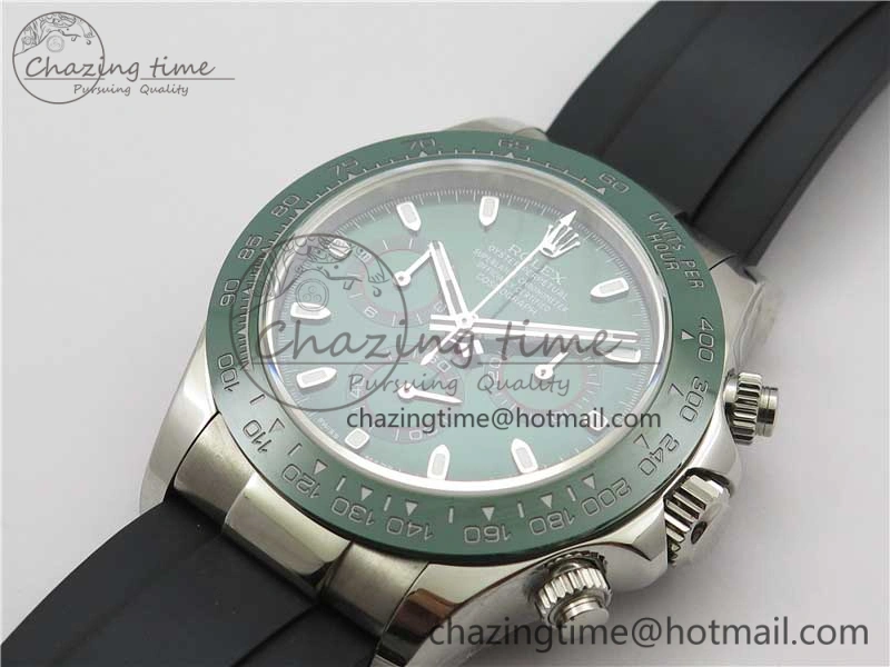 Daytona 116515 SS UBF Best Edition Green Stick Markers Dial on Rubber Strap A7750