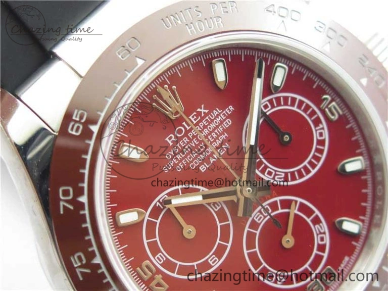 Daytona 116515 SS UBF Best Edition Red Stick Markers Dial on Rubber Strap A7750