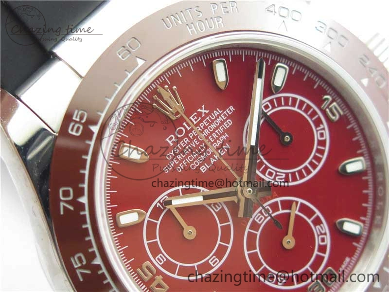 Daytona 116515 SS UBF Best Edition Red Stick Markers Dial on Rubber Strap A7750
