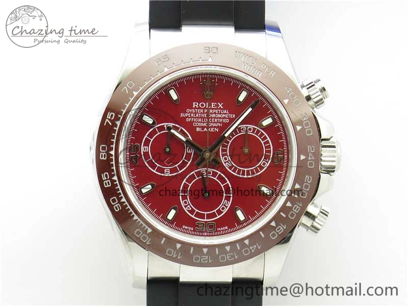 Daytona 116515 SS UBF Best Edition Red Stick Markers Dial on Rubber Strap A7750