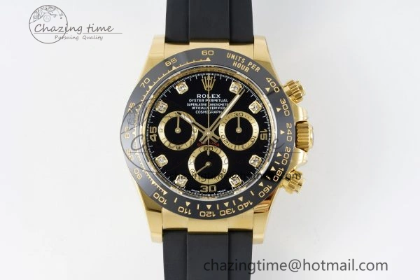 Daytona 116518 BTF 1:1 Best Edition Black Diamonds Dial on Oysterflex Rubber Strap SA4130 V2