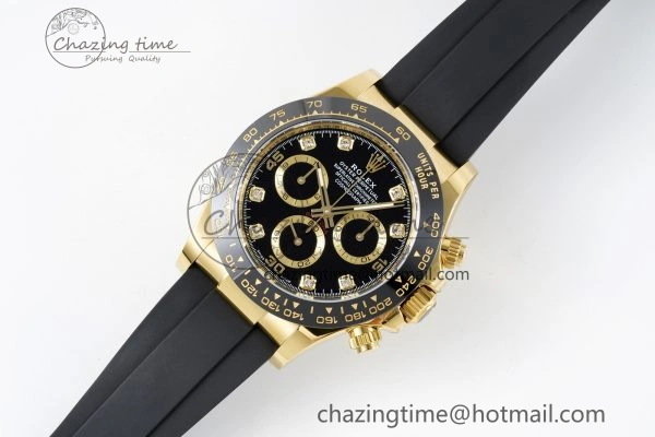 Daytona 116518 BTF 1:1 Best Edition Black Diamonds Dial on Oysterflex Rubber Strap SA4130 V2