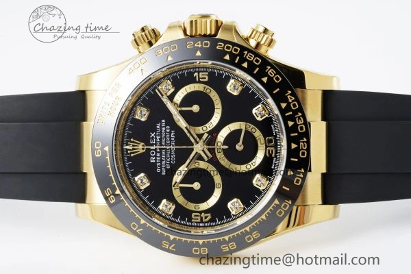 Daytona 116518 BTF 1:1 Best Edition Black Diamonds Dial on Oysterflex Rubber Strap SA4130 V2