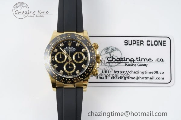 Daytona 116518 BTF 1:1 Best Edition Black Diamonds Dial on Oysterflex Rubber Strap SA4130 V2