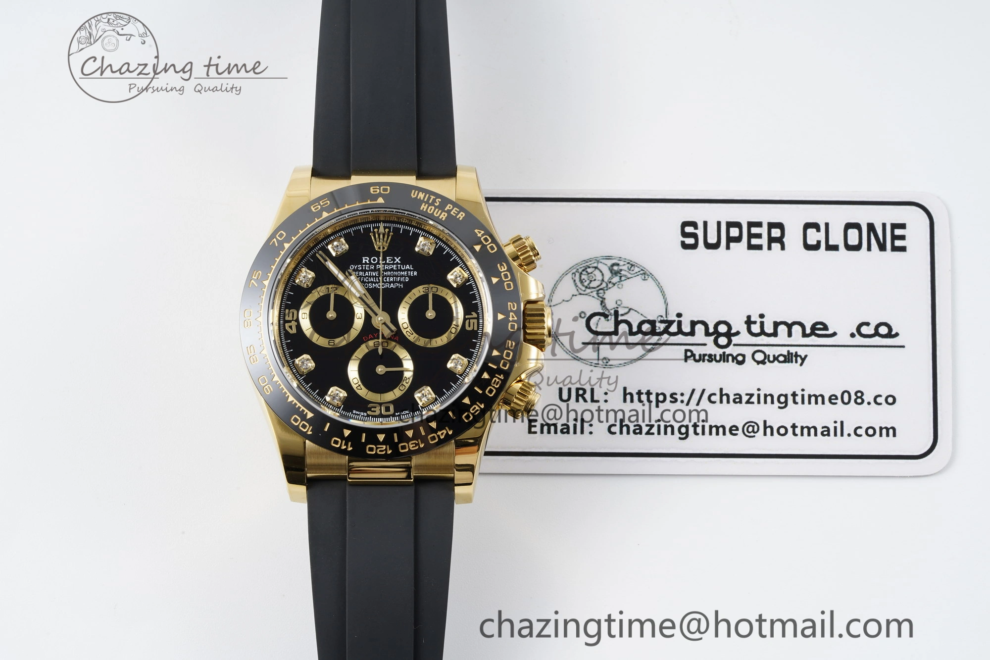 Daytona 116518 BTF 1:1 Best Edition Black Diamonds Dial on Oysterflex Rubber Strap SA4130 V2