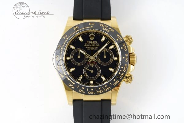 Daytona 116518 BTF 1:1 Best Edition Black Lume Dial on Oysterflex Rubber Strap SA4130 V2
