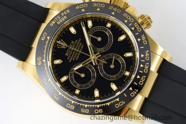 Daytona 116518 BTF 1:1 Best Edition Black Lume Dial on Oysterflex Rubber Strap SA4130 V2