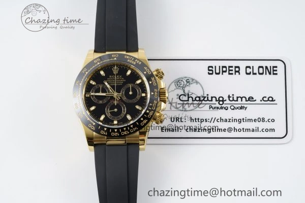 Daytona 116518 BTF 1:1 Best Edition Black Lume Dial on Oysterflex Rubber Strap SA4130 V2