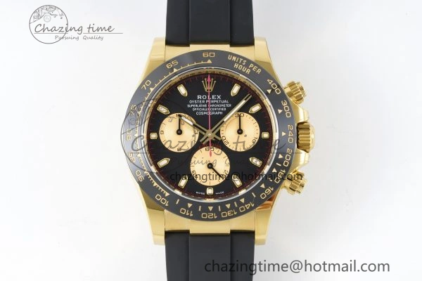 Daytona 116518 BTF 1:1 Best Edition Paul Newman Black YG Dial on Oysterflex Rubber Strap SA4130 V2