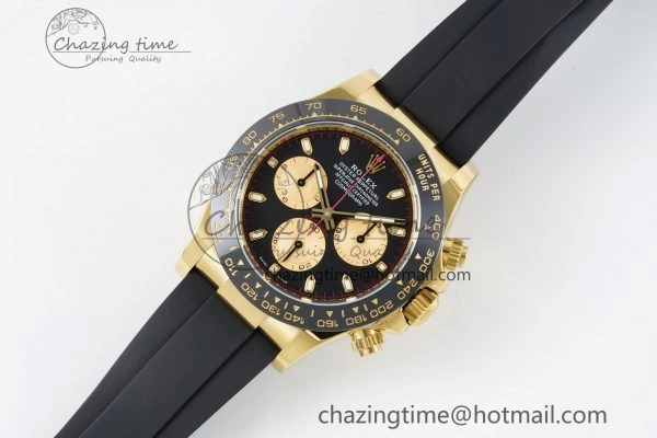 Daytona 116518 BTF 1:1 Best Edition Paul Newman Black YG Dial on Oysterflex Rubber Strap SA4130 V2