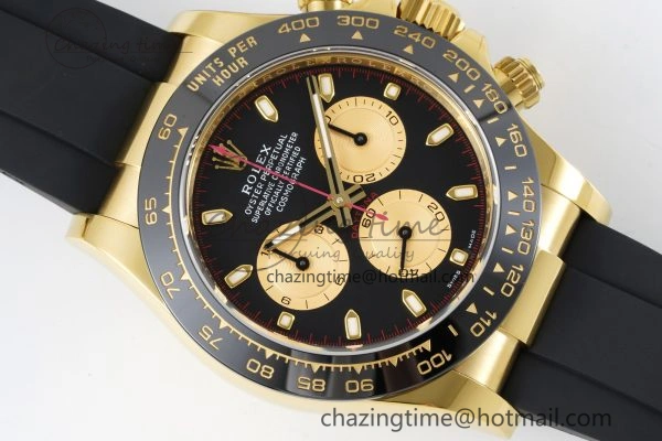 Daytona 116518 BTF 1:1 Best Edition Paul Newman Black YG Dial on Oysterflex Rubber Strap SA4130 V2