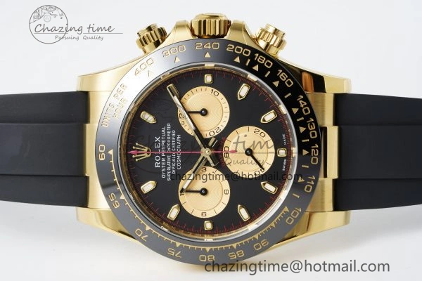 Daytona 116518 BTF 1:1 Best Edition Paul Newman Black YG Dial on Oysterflex Rubber Strap SA4130 V2