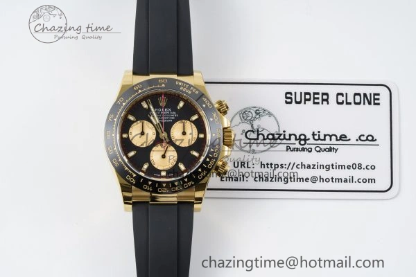 Daytona 116518 BTF 1:1 Best Edition Paul Newman Black YG Dial on Oysterflex Rubber Strap SA4130 V2