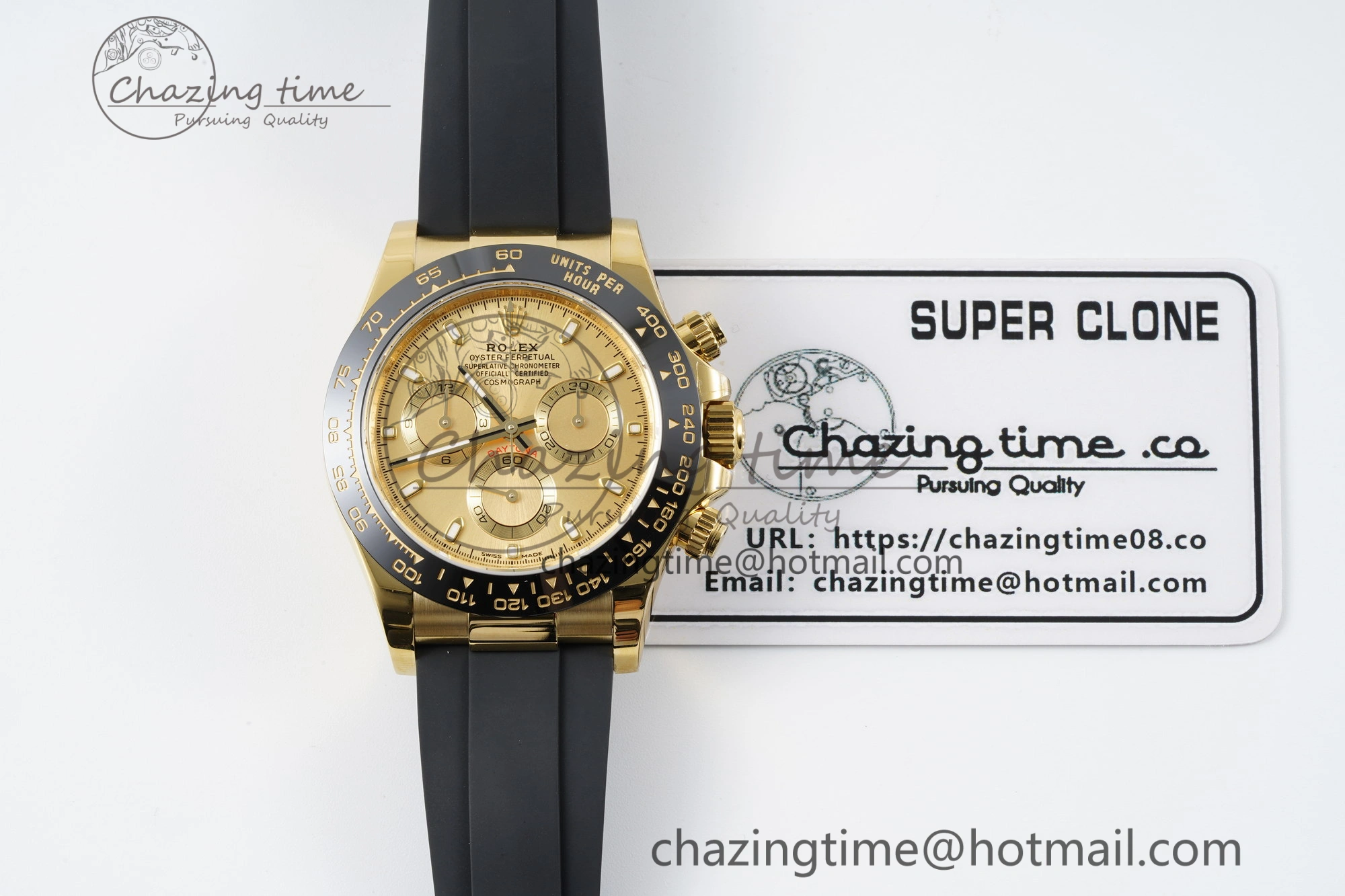 Daytona 116518 BTF 1:1 Best Edition YG Lume Dial on Oysterflex Rubber Strap SA4130 V2