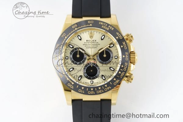 Daytona 116518 BTF 1:1 Best Edition YG Black Dial on Oysterflex Rubber Strap SA4130 V2