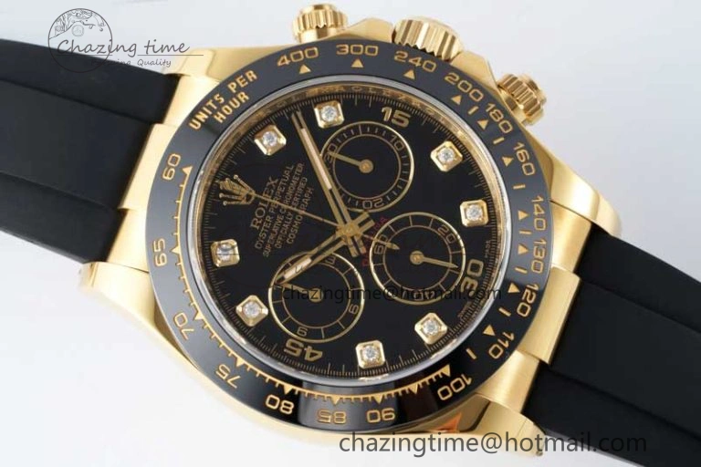 Daytona 116518 Clean 1:1 Best Edition Black Diamonds Dial on Oysterflex Rubber Strap SA4130 V2