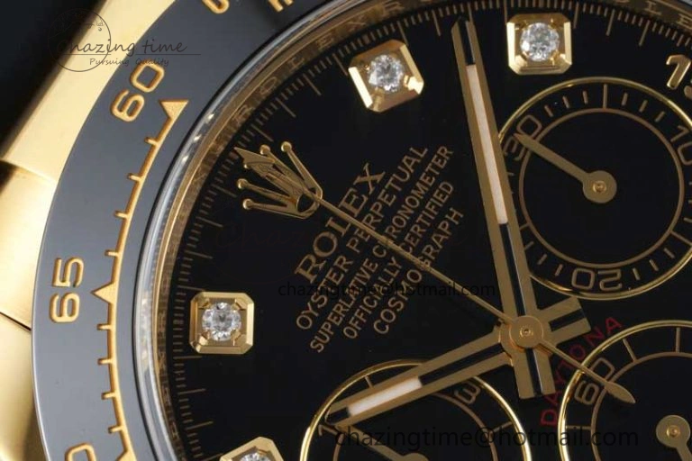 Daytona 116518 Clean 1:1 Best Edition Black Diamonds Dial on Oysterflex Rubber Strap SA4130 V2