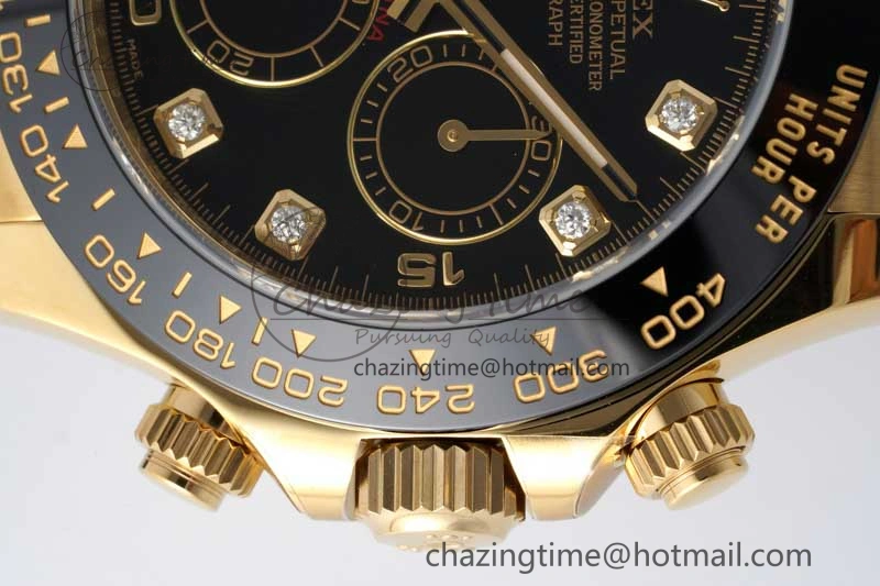 Daytona 116518 Clean 1:1 Best Edition Black Diamonds Dial on Oysterflex Rubber Strap SA4130 V2