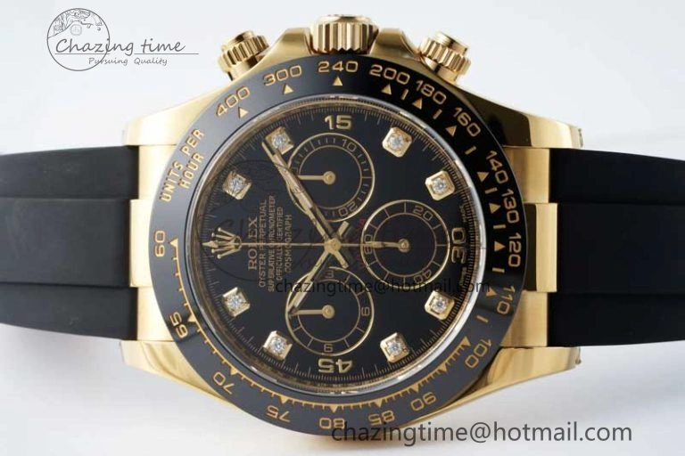 Daytona 116518 Clean 1:1 Best Edition Black Diamonds Dial on Oysterflex Rubber Strap SA4130 V2