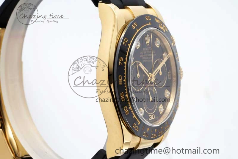 Daytona 116518 Clean 1:1 Best Edition Black Diamonds Dial on Oysterflex Rubber Strap SA4130 V2