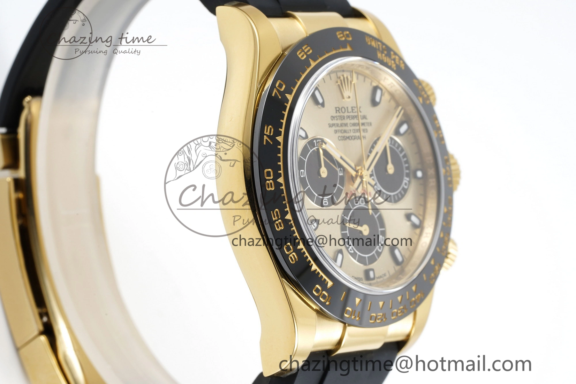 Daytona 116518 Clean 1:1 Best Edition YG Black Dial on Oysterflex Rubber Strap SA4130 V2
