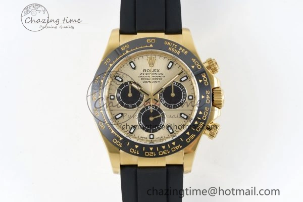 Daytona 116518 Clean 1:1 Best Edition YG Black Dial on Oysterflex Rubber Strap SA4130 V2