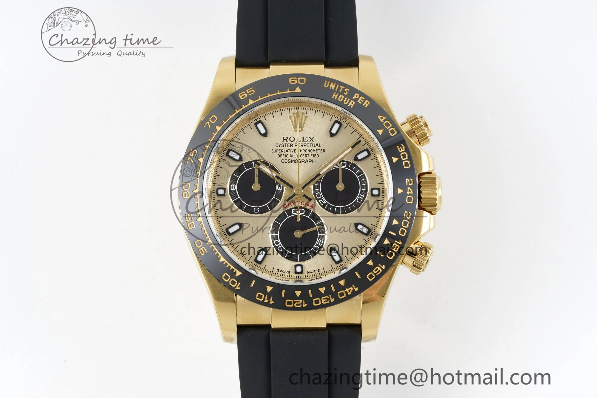 Daytona 116518 Clean 1:1 Best Edition YG Black Dial on Oysterflex Rubber Strap SA4130 V2