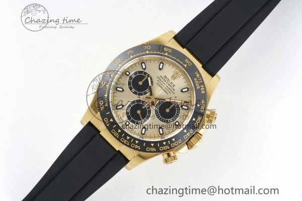 Daytona 116518 Clean 1:1 Best Edition YG Black Dial on Oysterflex Rubber Strap SA4130 V2