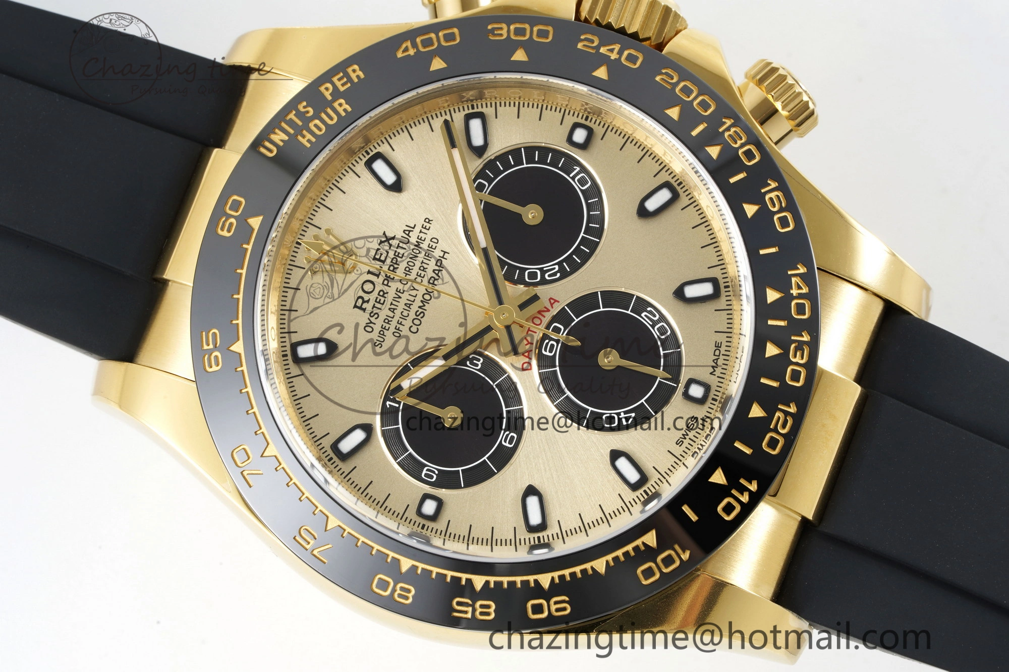 Daytona 116518 Clean 1:1 Best Edition YG Black Dial on Oysterflex Rubber Strap SA4130 V2