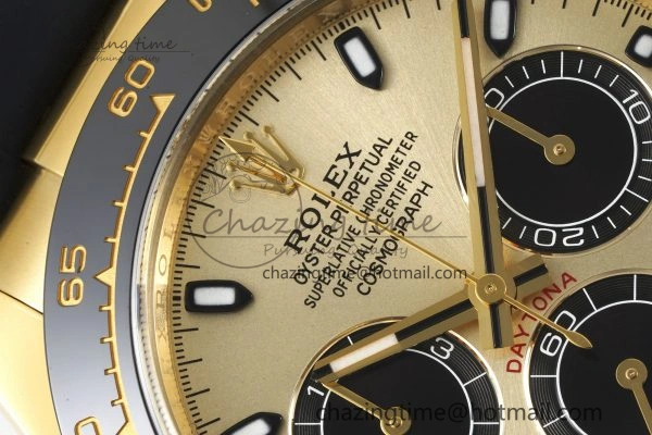 Daytona 116518 Clean 1:1 Best Edition YG Black Dial on Oysterflex Rubber Strap SA4130 V2