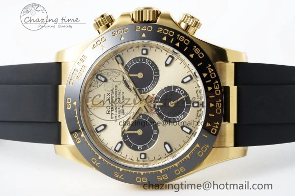 Daytona 116518 Clean 1:1 Best Edition YG Black Dial on Oysterflex Rubber Strap SA4130 V2