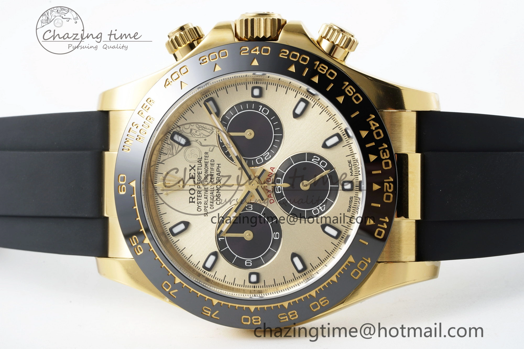Daytona 116518 Clean 1:1 Best Edition YG Black Dial on Oysterflex Rubber Strap SA4130 V2