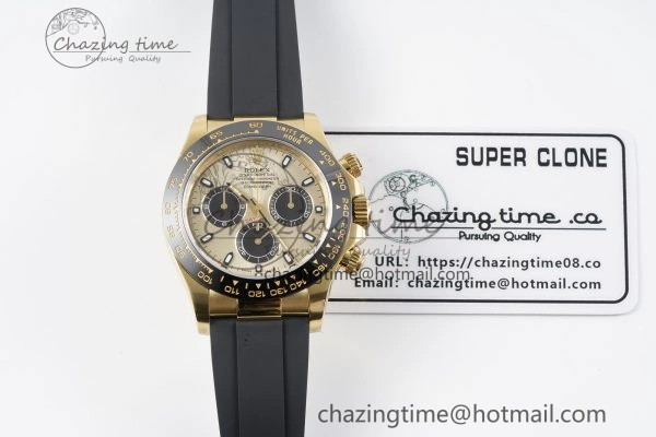 Daytona 116518 Clean 1:1 Best Edition YG Black Dial on Oysterflex Rubber Strap SA4130 V2