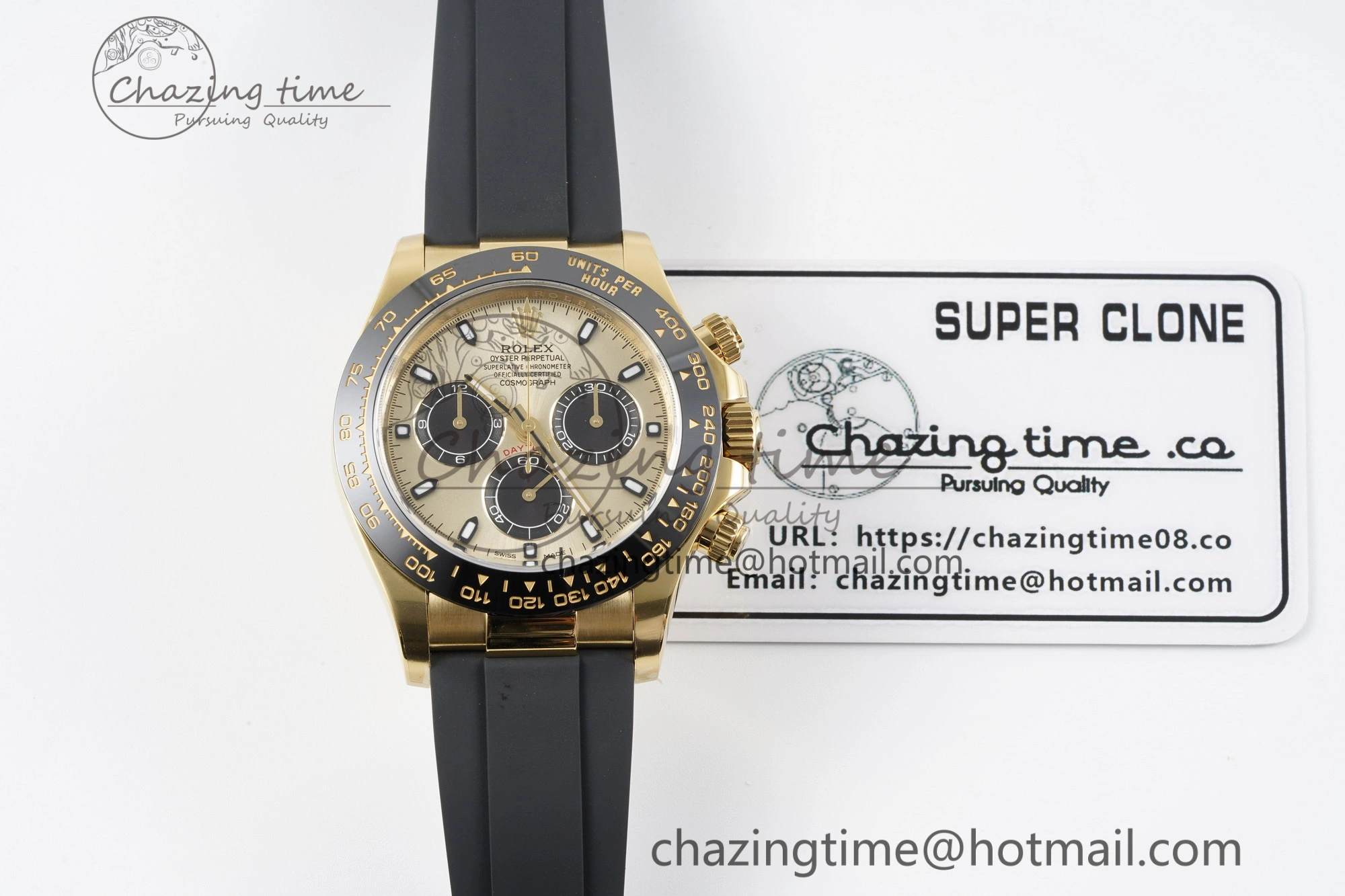 Daytona 116518 Clean 1:1 Best Edition YG Black Dial on Oysterflex Rubber Strap SA4130 V2