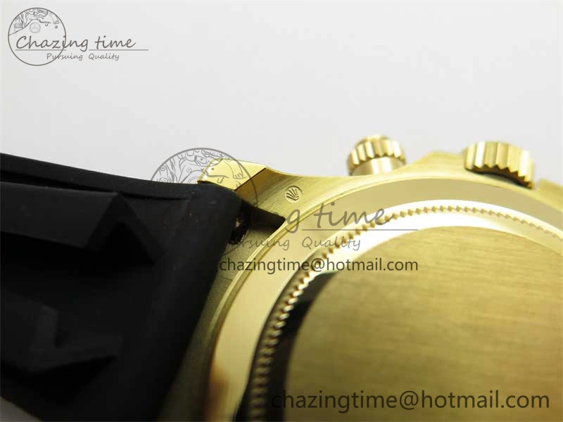 Daytona 116518 KKF 1:1 Best Edition 904L Steel YG Black Dial on Rubber Strap A7750
