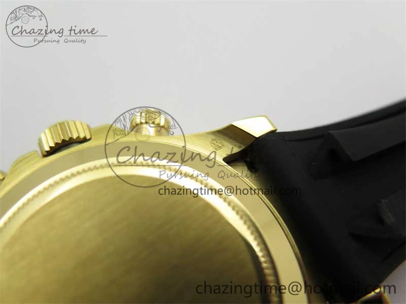 Daytona 116518 KKF 1:1 Best Edition 904L Steel YG Black Dial on Rubber Strap A7750