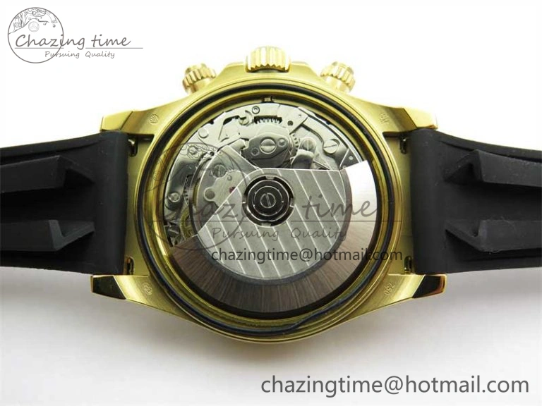 Daytona 116518 KKF 1:1 Best Edition 904L Steel YG Black Dial on Rubber Strap A7750