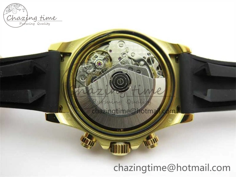 Daytona 116518 KKF 1:1 Best Edition 904L Steel YG Black Dial on Rubber Strap A7750