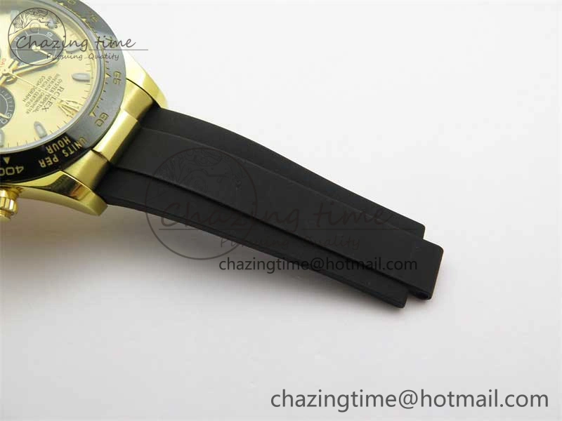 Daytona 116518 KKF 1:1 Best Edition 904L Steel YG Black Dial on Rubber Strap A7750