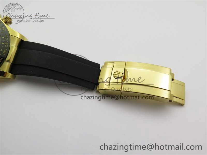 Daytona 116518 KKF 1:1 Best Edition 904L Steel YG Black Dial on Rubber Strap A7750