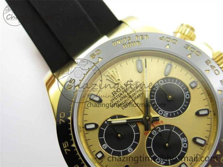 Daytona 116518 KKF 1:1 Best Edition 904L Steel YG Black Dial on Rubber Strap A7750
