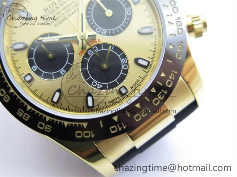 Daytona 116518 KKF 1:1 Best Edition 904L Steel YG Black Dial on Rubber Strap A7750