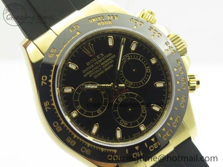 Daytona 116518 LN YG ARF 1:1 Best Edition Black Dial On Rubber Strap A4130 Super Clone