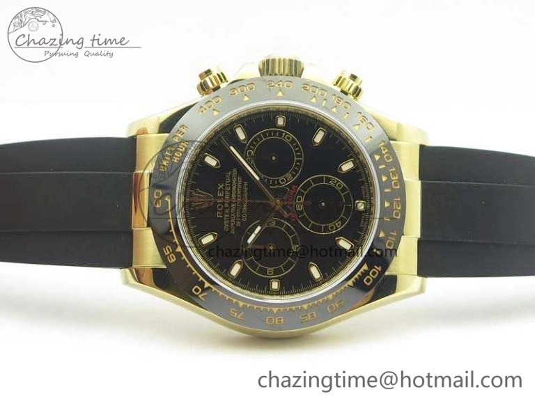 Daytona 116518 LN YG ARF 1:1 Best Edition Black Dial On Rubber Strap A4130 Super Clone