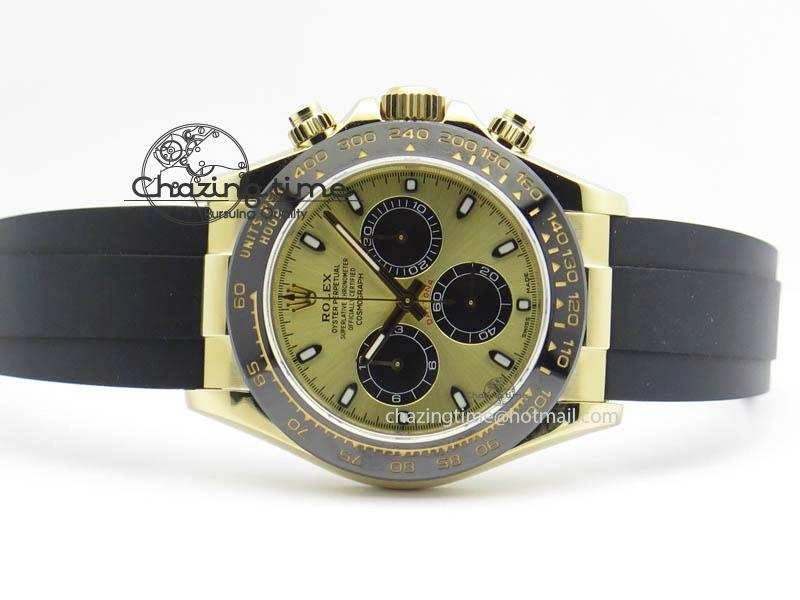 Daytona 116518 LN YG ARF 1:1 Best Edition YG Dial On Rubber Strap A4130 Super Clone