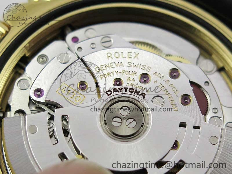 Daytona 116518 Noob 1:1 Best Edition YG Plated 904L SS Case Black Dial on Black Rubber Strap SA4130 V3 (Free Extra Strap)