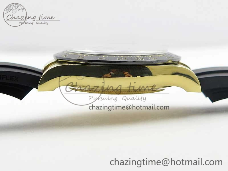 Daytona 116518 Noob 1:1 Best Edition YG Plated 904L SS Case Black Dial on Black Rubber Strap SA4130 V3 (Free Extra Strap)